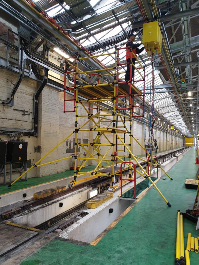 Insulated GRP rail mounted access tower system for London Underground (ECD)